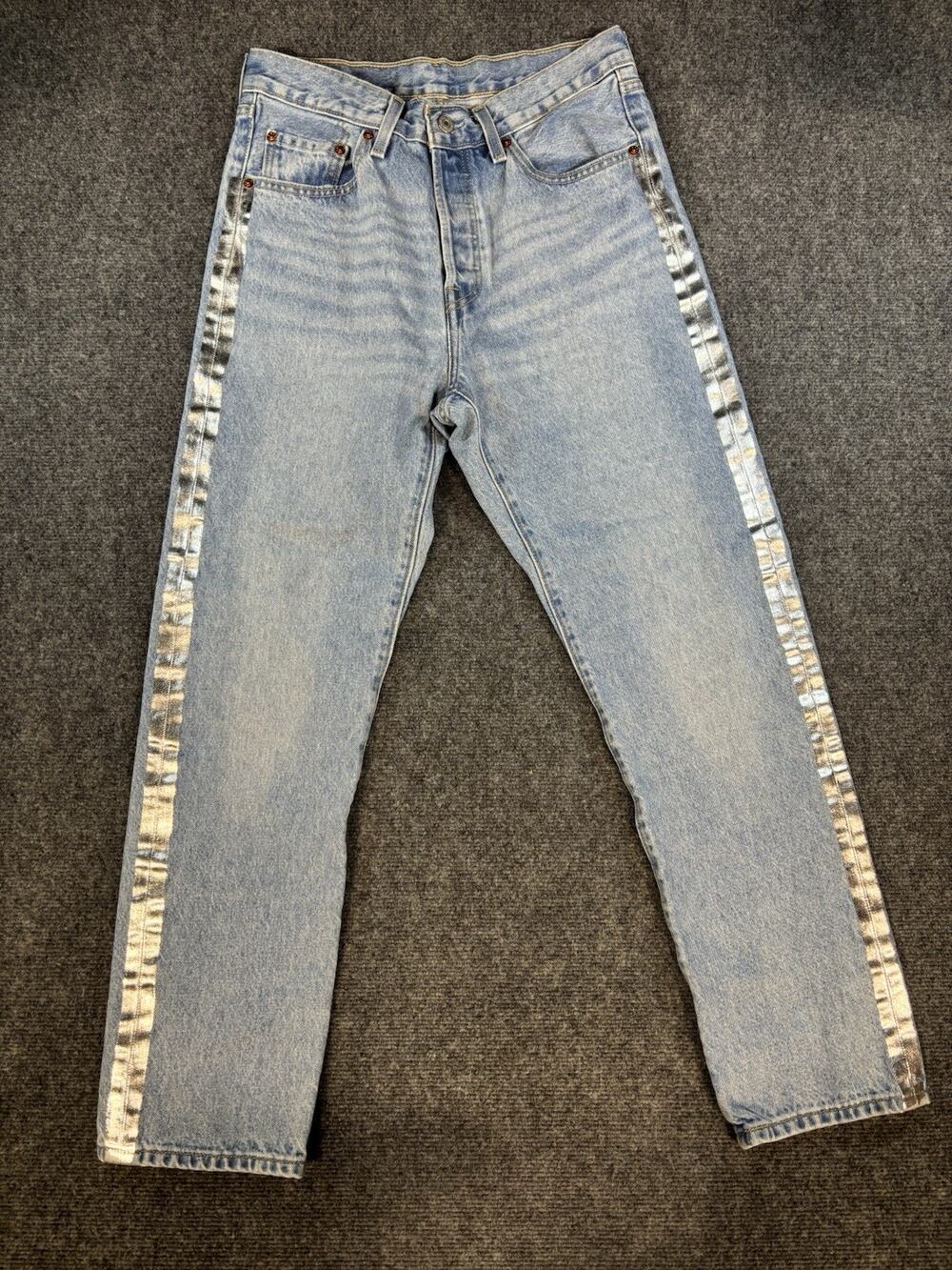 Levi's 501 Women's Size 28 X 30 Button Fly Jeans Silver Stripe